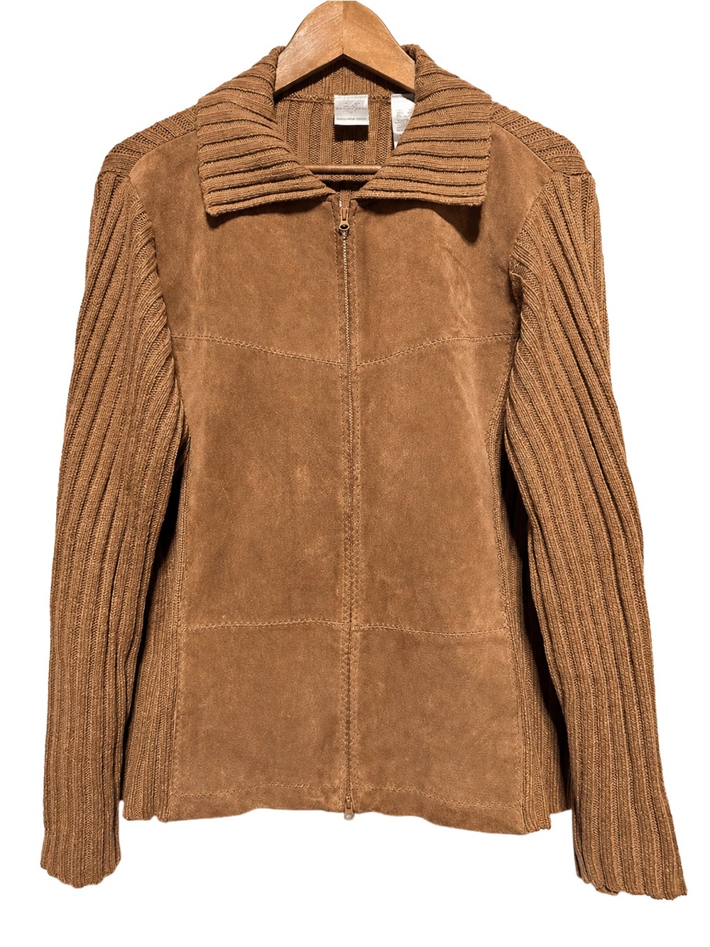 EMMA JAMES Suede Rib Knit Jacket Western Boho Cowgirl Grandpa Core XL